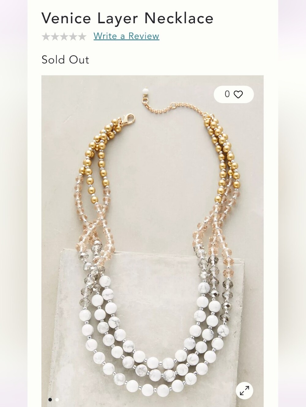 BNWT Antropologice Venice Layer Necklace Semi-precious